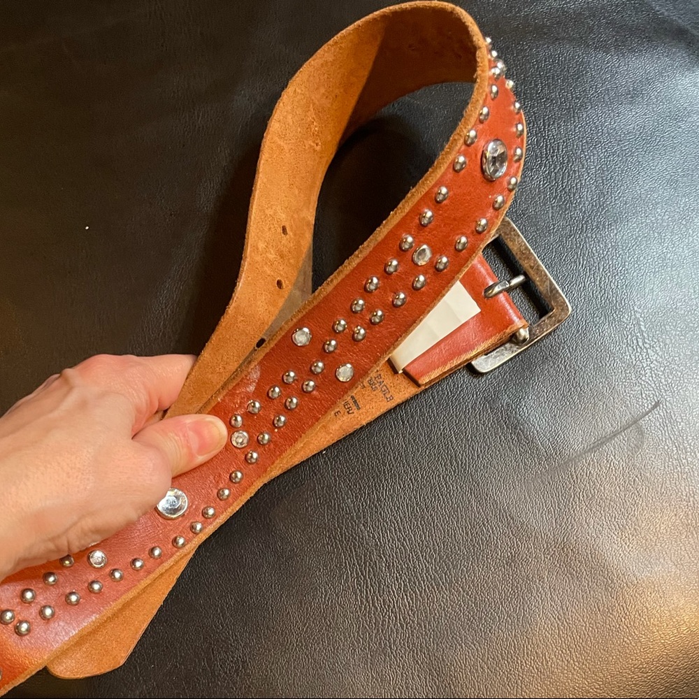 AEO brown embellished western style leather belt